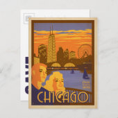 Save the date | Chicago, IL - Navy Pier Aankondigingskaart (Voorkant / Achterkant)