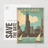 Save the date | Chicago, IL - Windy City Aankondigingskaart (Voorkant / Achterkant)