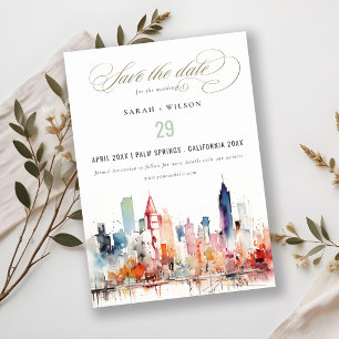 Save The Date Chicago Illinois Aquarelle Paysage Mariage