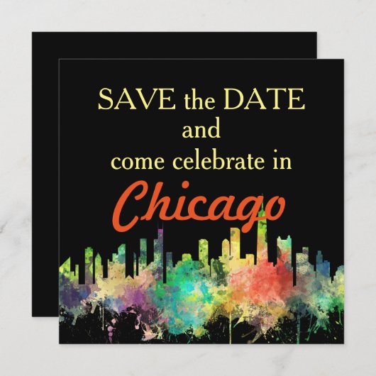 SAVE THE DATE CHICAGO, ILLINOIS SKYLINE SP - (Devant / Derrière)