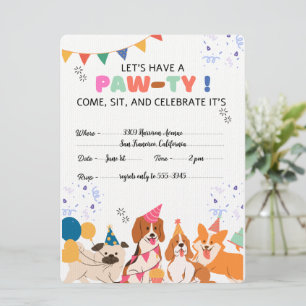 Save The Date Chien chiot Anniversaire Fête Chiot Paw-ty Invitat