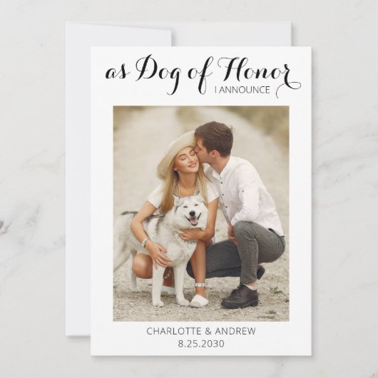 Save The Date Chien d'honneur vient de se marier Mariage Faire-p (Devant)