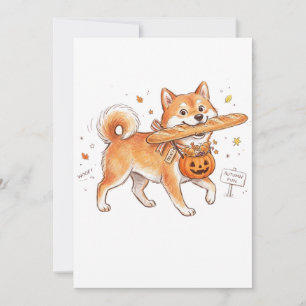 Save The Date Chien Shiba Inu drôle d'Halloween avec baguette de