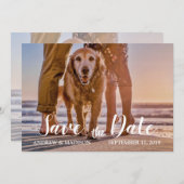 Save The Date Chien sur la plage avec deux couples Enregistrer l (Devant / Derrière)