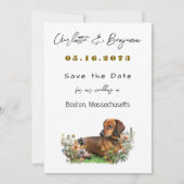 Save The Date Chien teckel et fleurs sauvages, enregistrez la da (Devant)