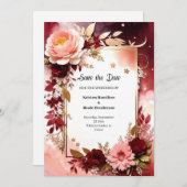 Save The Date Chiffre Chic Bourgogne (Devant / Derrière)