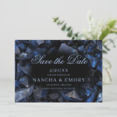 Save The Date Chiffres de sorcière bleu foncé Boho Mariage noir (Debout devant)