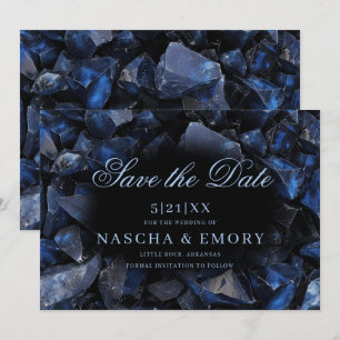 Save The Date Chiffres de sorcière bleu foncé Boho Mariage noir