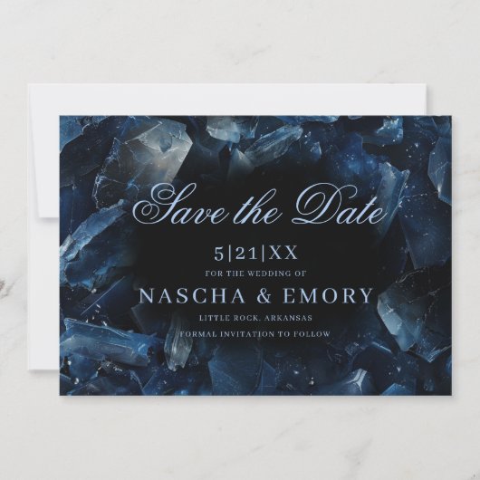 Save The Date Chiffres de sorcière bleu foncé Boho Mariage noir (Devant)