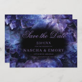 Save The Date Chiffres de sorcière Boho pourpre foncé Mariage no (Devant / Derrière)