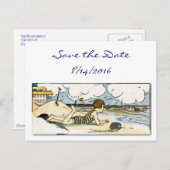 Save the Date Child  Beach Art Briefkaart (Voorkant / Achterkant)