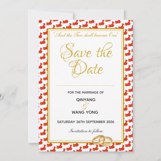Save The Date CHINE Mariage Chrétien sur Mesure 婚礼 (Devant)
