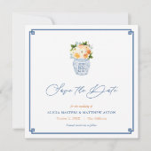 Save The Date Chinoiserie classique Autumn Flowers Mariage (Devant)