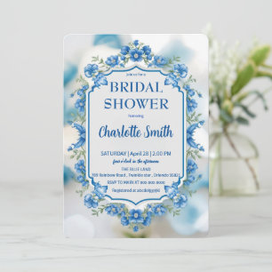 Save The Date Chinoiserie d'antiquité de couleur bleue et blanch