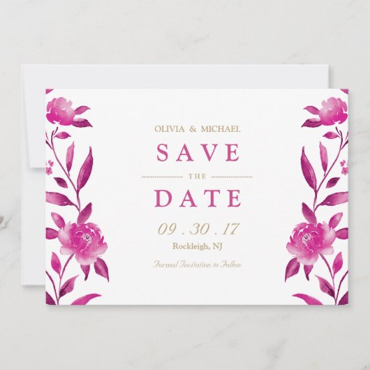 Save The Date Chinoiserie rose florale Mariage enregistrer la da (Devant)