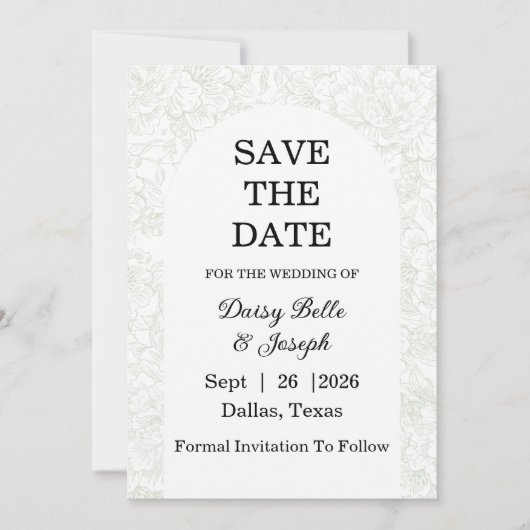Save The Date Chinoiserie Sage Green Peony (Devant)