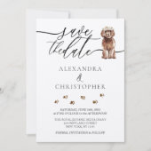 Save The Date chiot Cavapoo marron écriture calligraphique de ma (Devant)