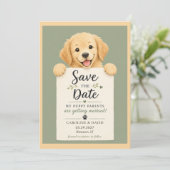 Save The Date Chiots Retriever Doré Mariage Cute (Debout devant)