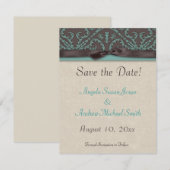 Save The Date Chocolat Brown Turquoise Enregistrer la date (Devant / Derrière)
