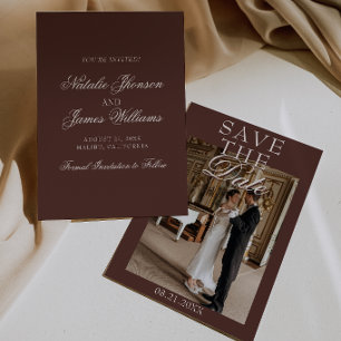 Save The Date Chocolat Élégant Cocoa Vieille Fortune Photo Maria