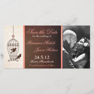 Save The Date Chocolat et rose pour cage à oiseaux fantaisie Enr