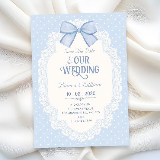 Save The Date Choquette au ruban bleu