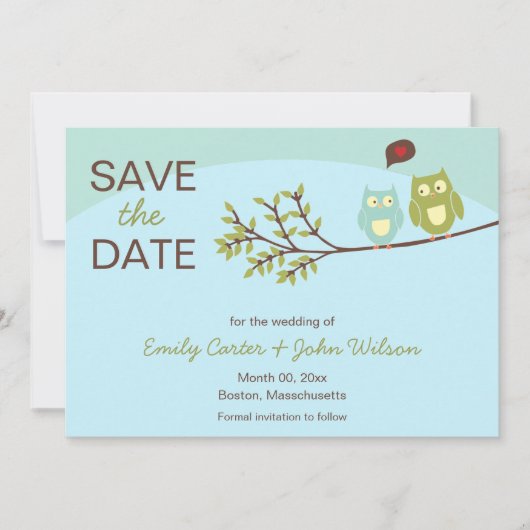Save The Date Chouettes mignonnes Enregistrer la date Annonces (Devant)