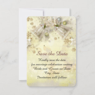 Save The Date Christmas Gold Bell Enregistrer la date