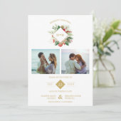 Save The Date Christmas Initials Floral 2 Photos Collage Fancy (Debout devant)