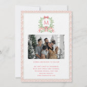 Save The Date Christmas Wreath Candy Cane Bow | Photo Card (Dos)
