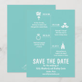 Save The Date Chronologie de la relation sarcelle Mariage Économ (Devant / Derrière)