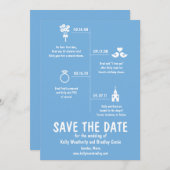 Save The Date Chronologie de Relation Bleue Mariage Économisez l (Devant / Derrière)