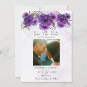 Save The Date Chrysanthème aquarelle pourpre (Devant)