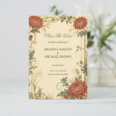 Save The Date Chrysanthème Botanique Vintage (Debout devant)