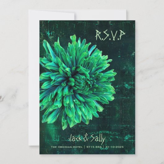 Save The Date Chrysanthème noir et vert (Devant)