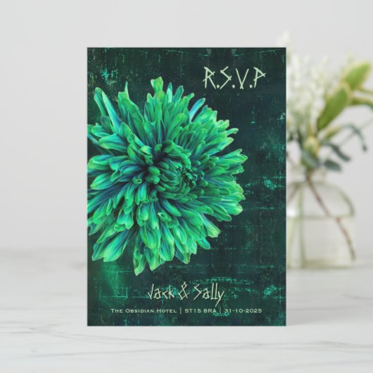 Save The Date Chrysanthème noir et vert (Debout devant)