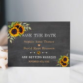 Save The Date Chute Aquarelle Sunflowers Chalkboard Mariage