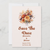 Save The Date Chute Burange Aquarelle Orange Pampas Grass Mariag (Devant)