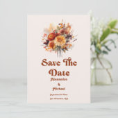 Save The Date Chute Burange Aquarelle Orange Pampas Grass Mariag (Debout devant)