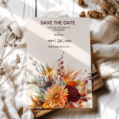 Save The Date Chute Burange Aquarelle Orange Pampas Grass Mariag