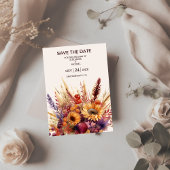 Save The Date Chute Burange Aquarelle Orange Pampas Grass Mariag