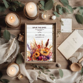 Save The Date Chute Burange Aquarelle Orange Pampas Grass Mariag