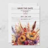 Save The Date Chute Burange Aquarelle Orange Pampas Grass Mariag (Devant)