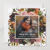 Save The Date Chute de photo florale violette, rose, orange (Devant)