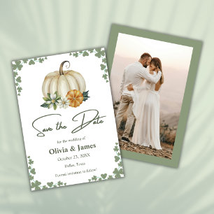 Save The Date Chute en amour Citrouille Sage Green Photo Mariage
