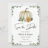 Save The Date Chute en amour Citrouille Sage Green Photo Mariage (Devant)