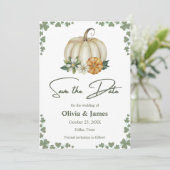 Save The Date Chute en amour Citrouille Sage Green Photo Mariage (Debout devant)