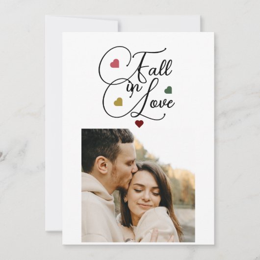 Save The Date Chute en amour Floral Automne Mariage Photo (Devant)