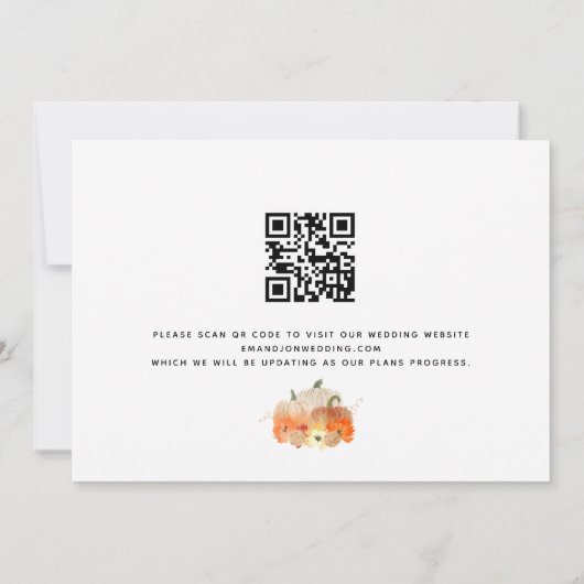 Save The Date Chute en amour Glittery Citrouille QR Code Mariage (Dos)