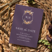 Save The Date Chute Fleur sauvage Crest QR Code Dusty Purple Mar